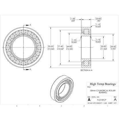Picture of 50mm Cylindrical Roller Bearing NJ210ECP