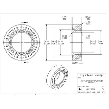 Picture of 50mm Cylindrical Roller Bearing NJ2210ECP