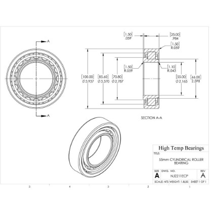 Picture of 55mm Cylindrical Roller Bearing NJ2211ECP