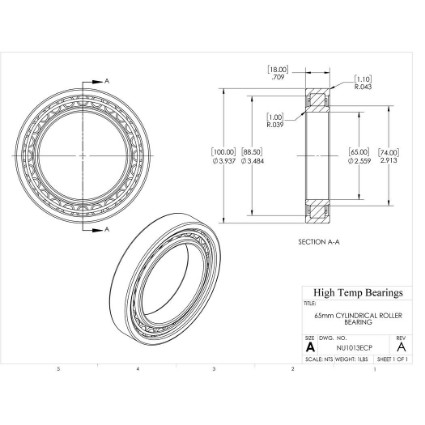 Picture of 65mm Cylindrical Roller Bearing NU1013ECP