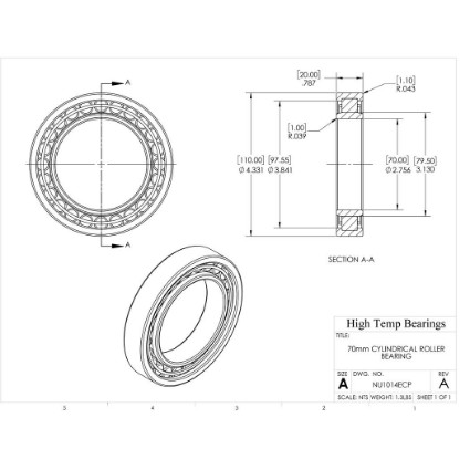 Picture of 70mm Cylindrical Roller Bearing NU1014ECP