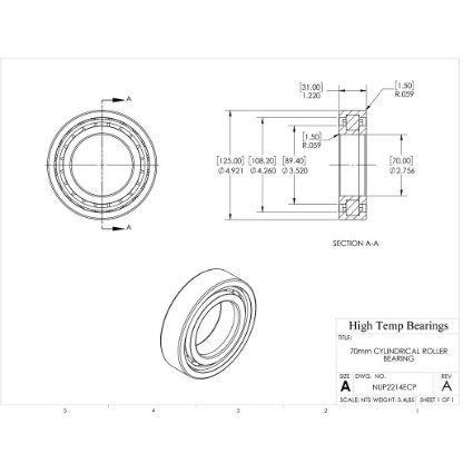 Picture of 70mm Cylindrical Roller Bearing NUP2214ECP