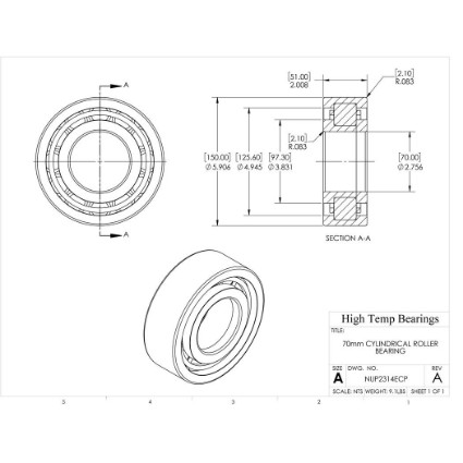 Picture of 70mm Cylindrical Roller Bearing NUP2314ECP