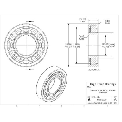 Picture of 75mm Cylindrical Roller Bearing NU315ECP