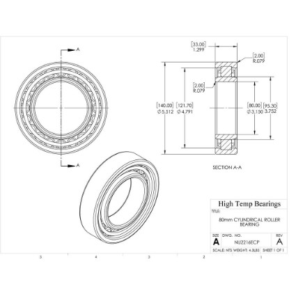 Picture of 80mm Cylindrical Roller Bearing NU2216ECP