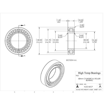 Picture of 80mm Cylindrical Roller Bearing NJ2216ECP