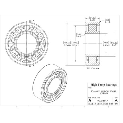Picture of 90mm Cylindrical Roller Bearing NU2318ECP