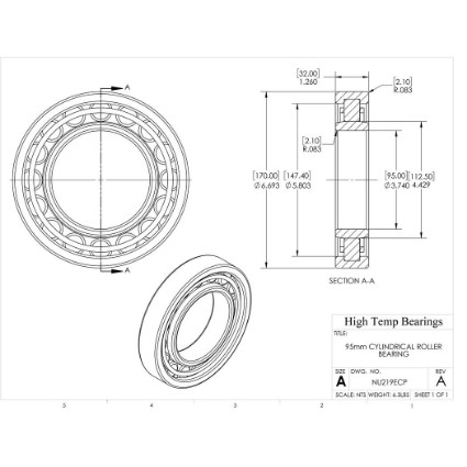 Picture of 95mm Cylindrical Roller Bearing NU219ECP