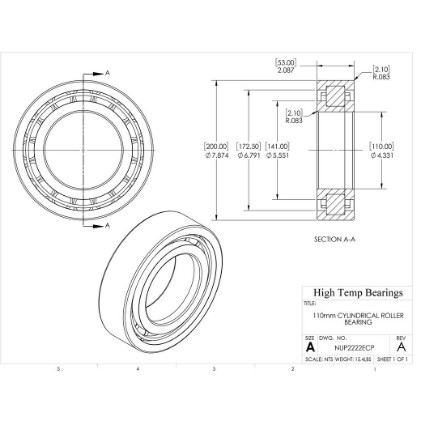 Picture of 110mm Cylindrical Roller Bearing NUP2222ECP