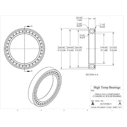 Picture of 190mm Full Complement Cylindrical Roller Bearing