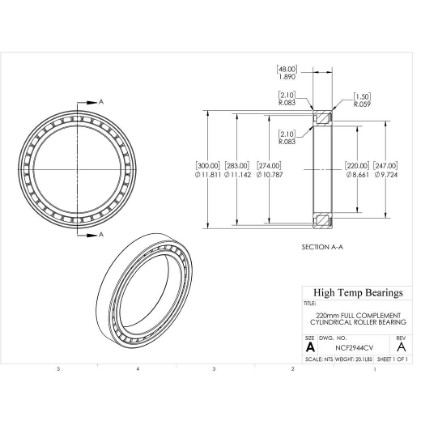 Picture of 220mm Full Complement Cylindrical Roller Bearing