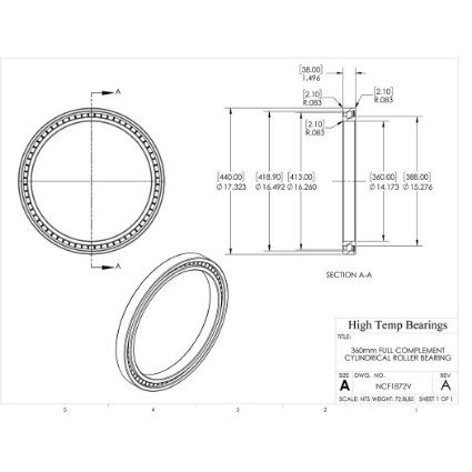 Picture of 360mm Full Complement Cylindrical Roller Bearing