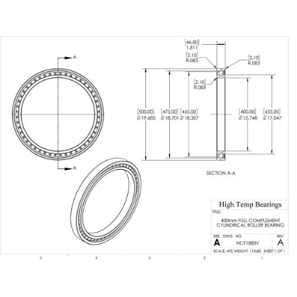 Picture of 400mm Full Complement Cylindrical Roller Bearing