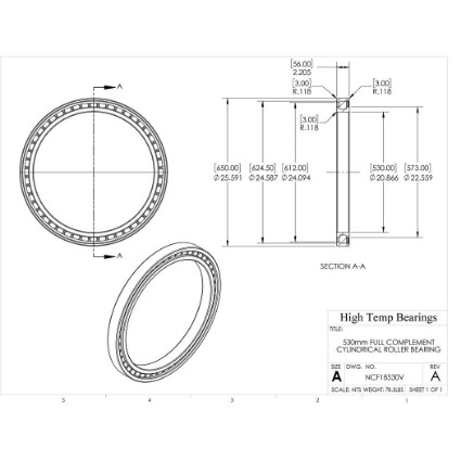 Picture of 530mm Full Complement Cylindrical Roller Bearing