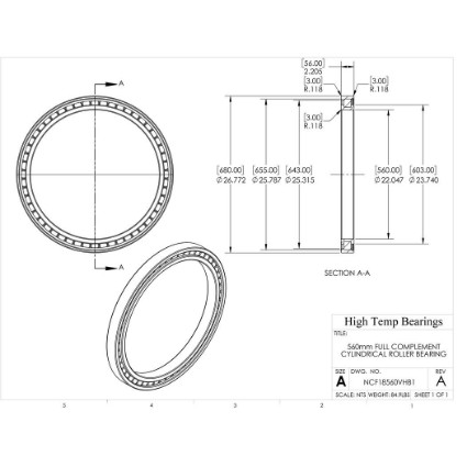 Picture of 560mm Full Complement Cylindrical Roller Bearing
