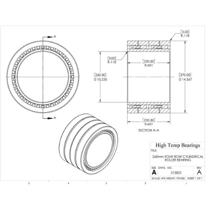 Picture of 260mm Four Row Cylindrical Roller Bearing 313823