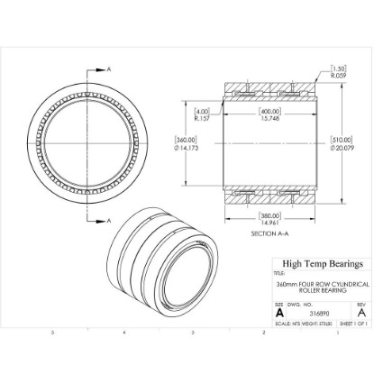 Picture of 360mm Four Row Cylindrical Roller Bearing 316890