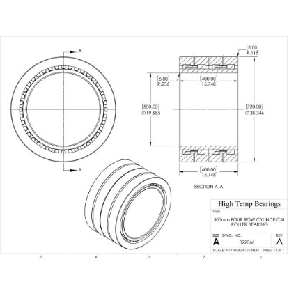 Picture of 500mm Four Row Cylindrical Roller Bearing 322066