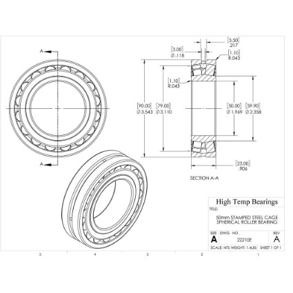 Picture of 50mm Stamped Steel Cage Spherical Roller Bearing