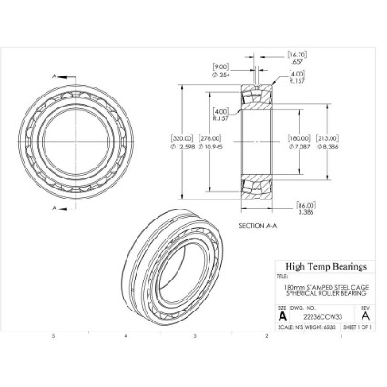 Picture of 180mm Stamped Steel Cage Spherical Roller Bearing