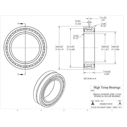 Picture of 300mm Stamped Steel Cage Spherical Roller Bearing