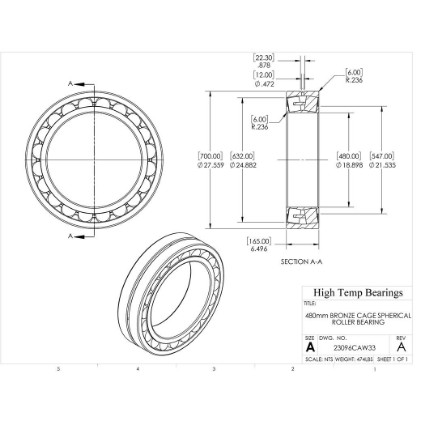 Picture of 480mm Bronze Cage Spherical Roller Bearing