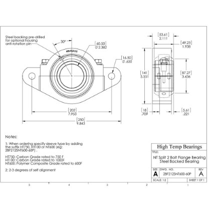 Picture of 60mm Split 2 Bolt Flange Mounted 500 °F PTFE Bearing