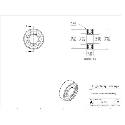 Picture of 3/8" R6 Deep Groove Sealed Ball Bearing